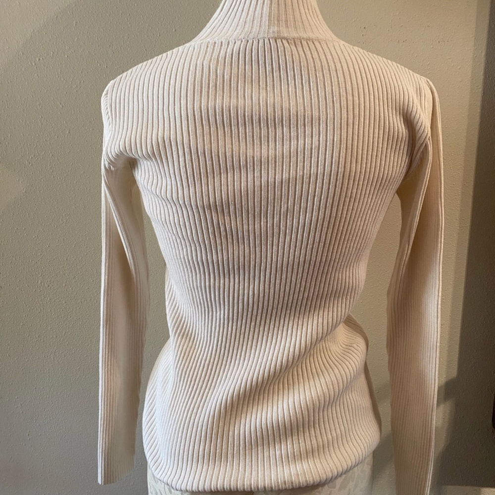 Judd Heller mock white cotton/acrylic turtleneck ribbed size M - Picture 3 of 6